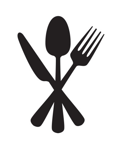 Crossed fork knife and spoon Royalty Free Vector Image