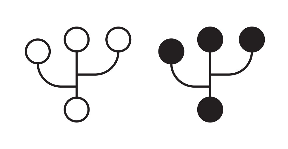 Code branch icon set in thin line for web vector image