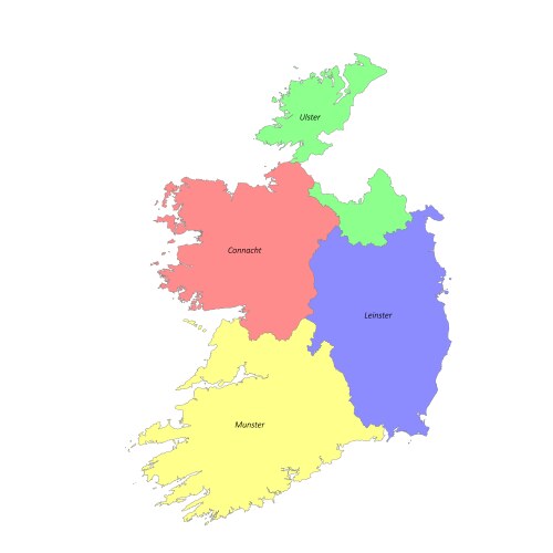 Detailed Ireland Map with Regional Borders Vector Image