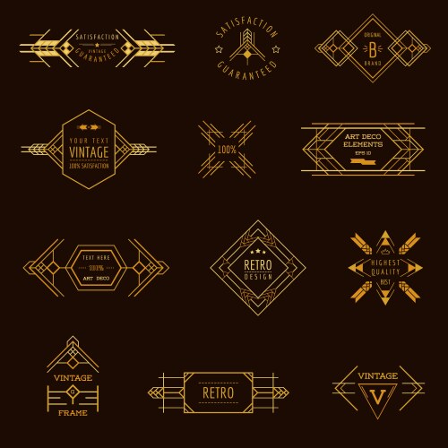Art deco vintage frames and design elements Vector Image
