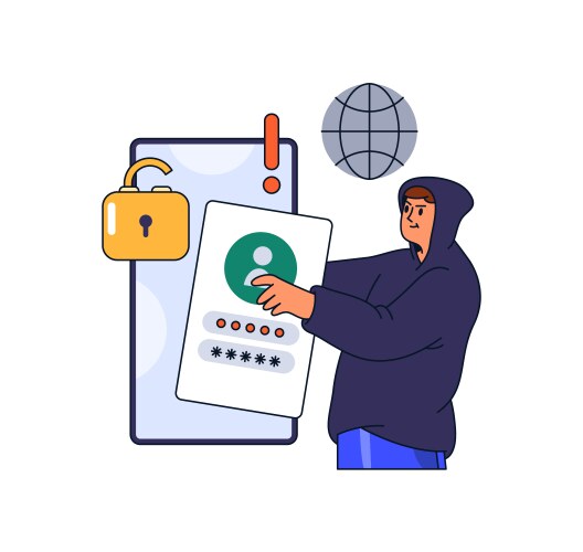 Hacker stealing personal data from web vector image