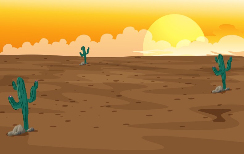 Desert landscape background with cactuses Vector Image