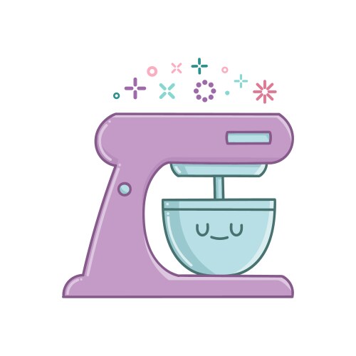 kawaii kitchen mixer icon cartoon vector image