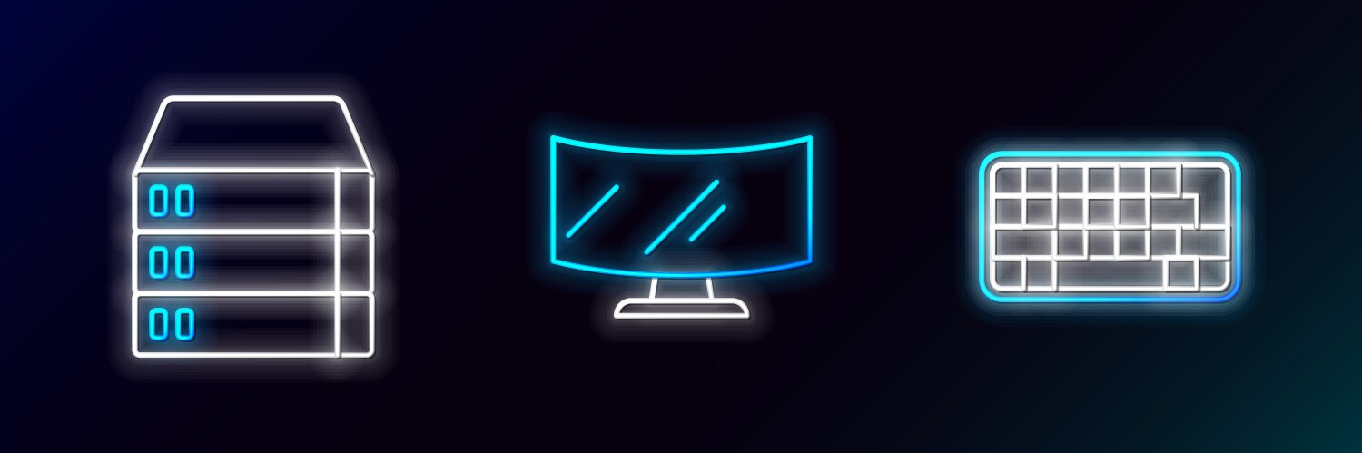 Set line keyboard server data web hosting vector image