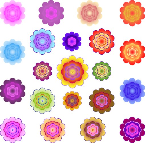 Templates of bright colored stylized flowers Vector Image