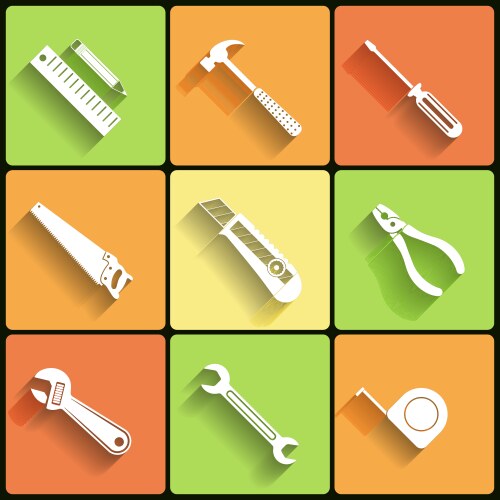 Workshop flat icons set – Royalty-Free Vector | VectorStock