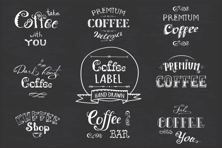 Coffee Label & Chalkboard Set Vector Image