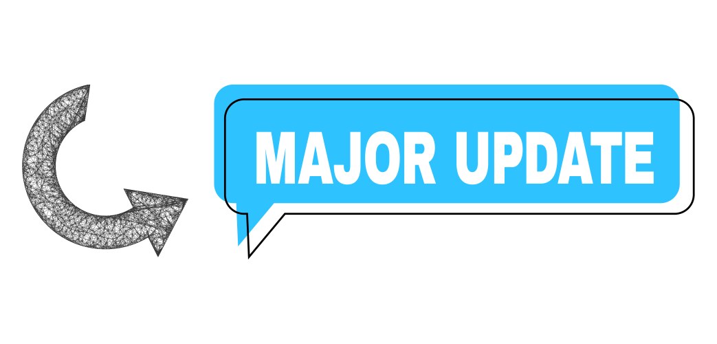 Misplaced major update message frame and net mesh vector image
