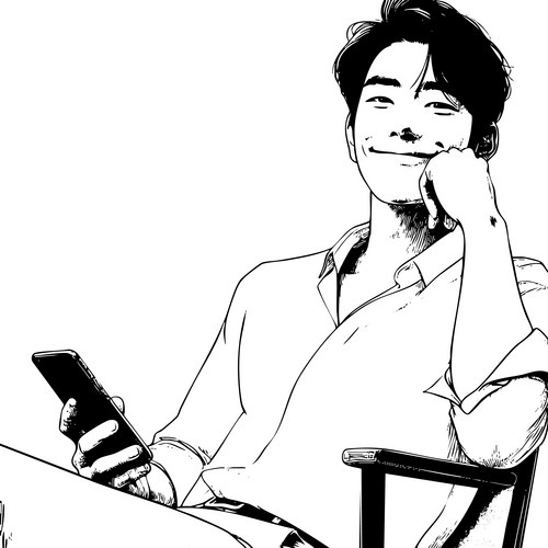 Smiling Korean Man with Phone Vector Image