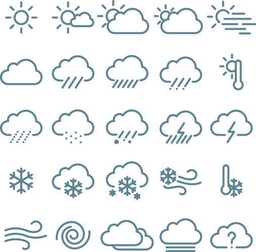 Thin line weather icon set Royalty Free Vector Image