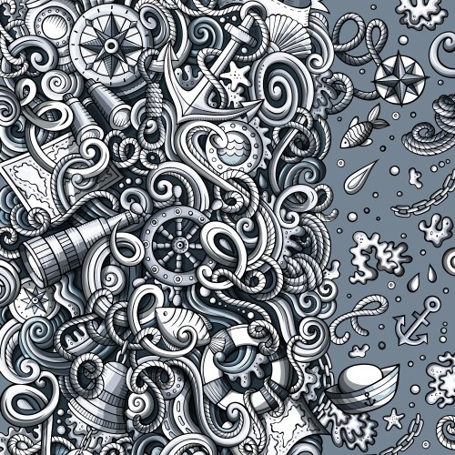 Nautical Doodle Set - Maritime Art Royalty Free Vector Image