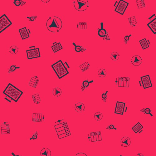 Set server sales funnel with chart binary code vector image