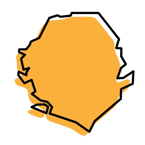 Sierra leone - solid black outline border map Vector Image