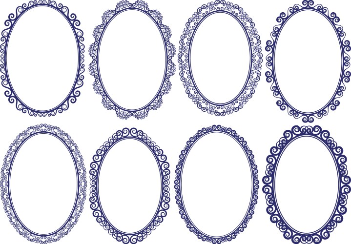 Greek key oval frame set ellipse ancient designs Vector Image