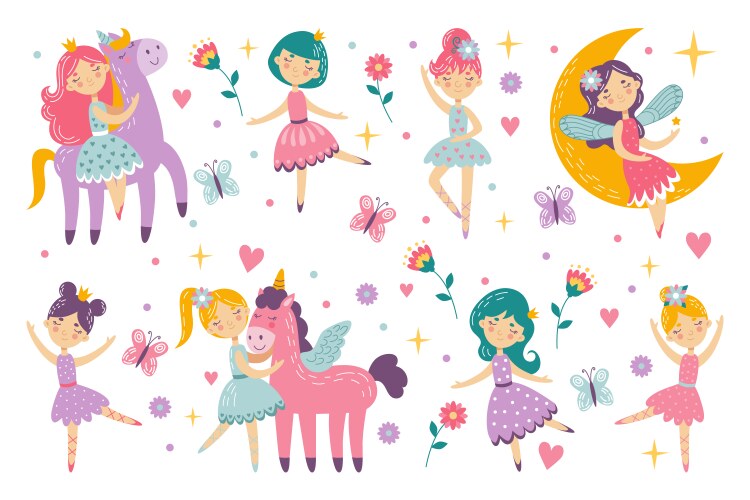 Magical Ballerina Unicorn Girls Vector Image