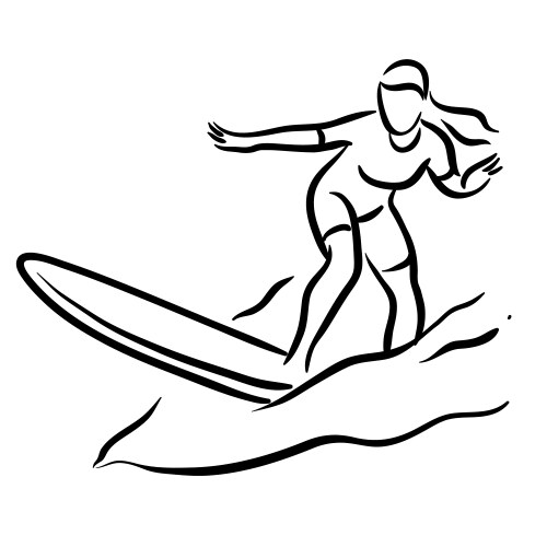 Surfing drawing line art Vector Image