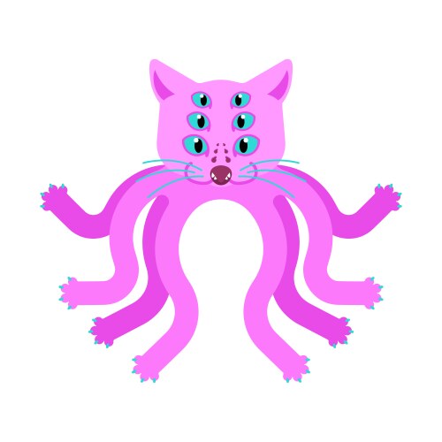 Cat octopus monster ufo pet with tentacles Vector Image