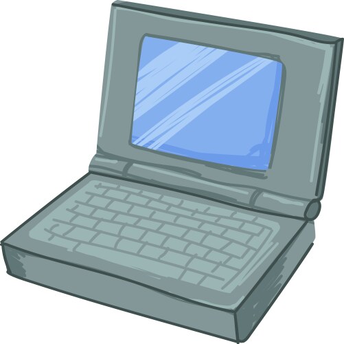 Laptop gadget with small monitor and keyboard vector image