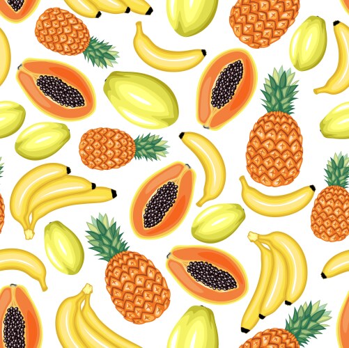 Tropic fruit pattern color background with lemon Vector Image
