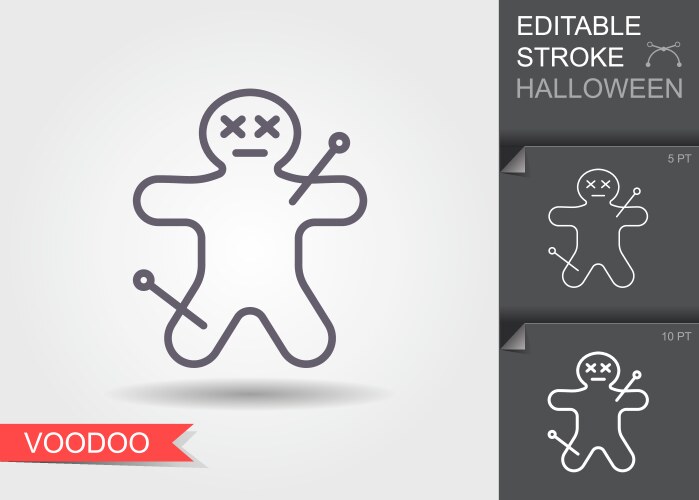 voodoo doll line icon with editable stroke vector image