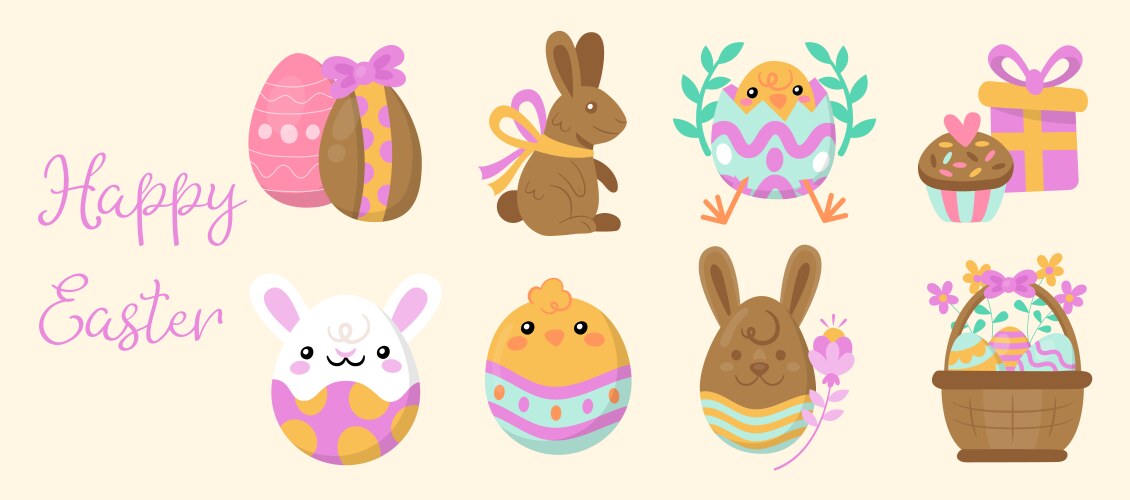 Happy easter icons element Royalty Free Vector Image
