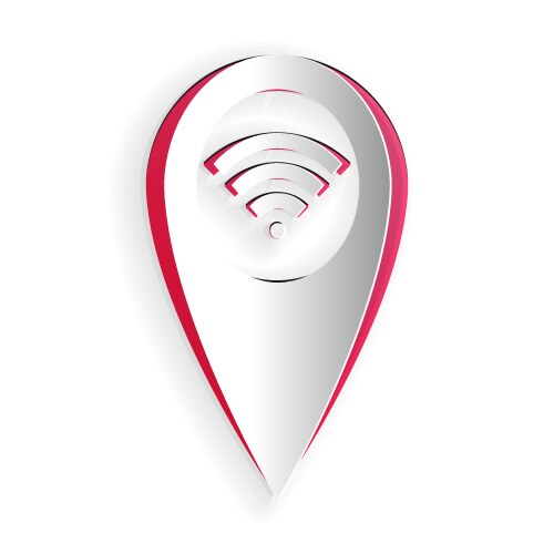 Paper cut pointer map with wifi internet signal vector image