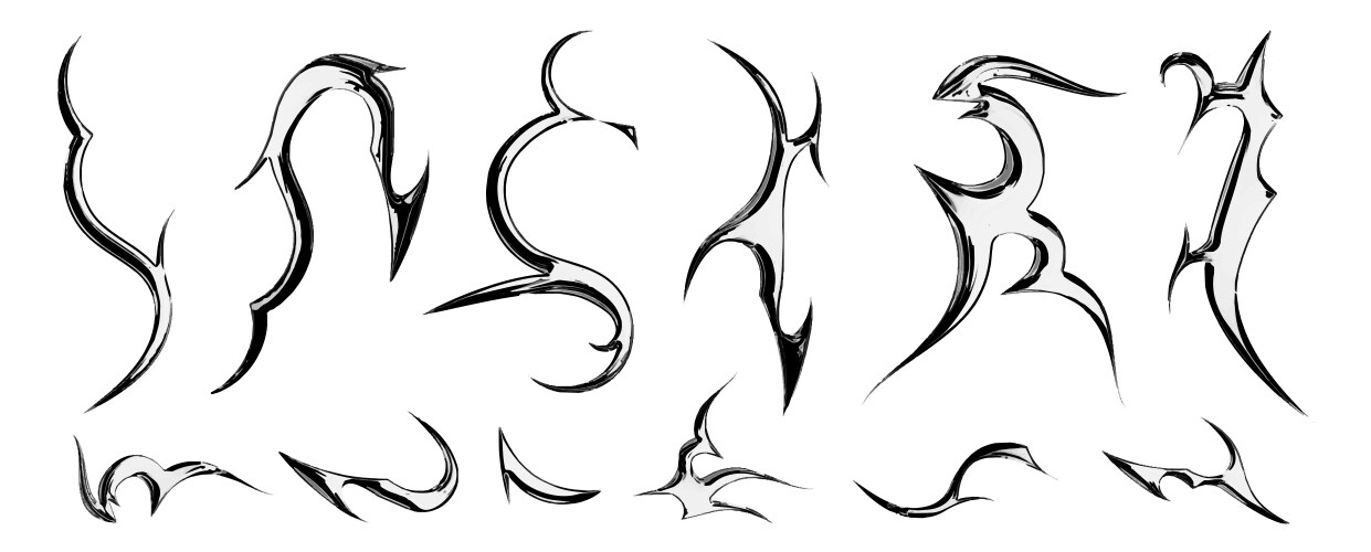 Tribal Y2K Metal Flames Vector Image