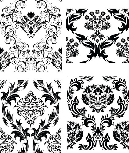 damask patterns set vector image