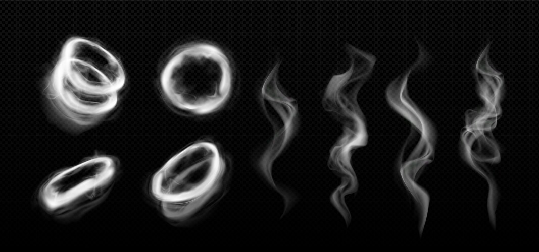 hookah vape smoke circle and tornado effect vector image