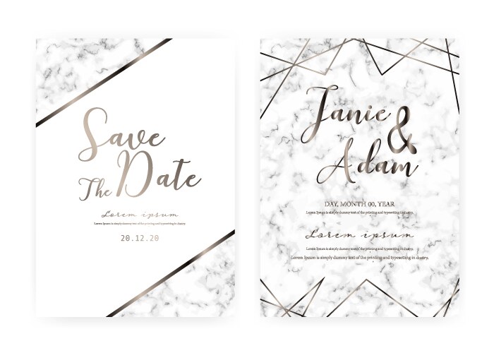 Marble Wedding Card - Save the Date Vector Image