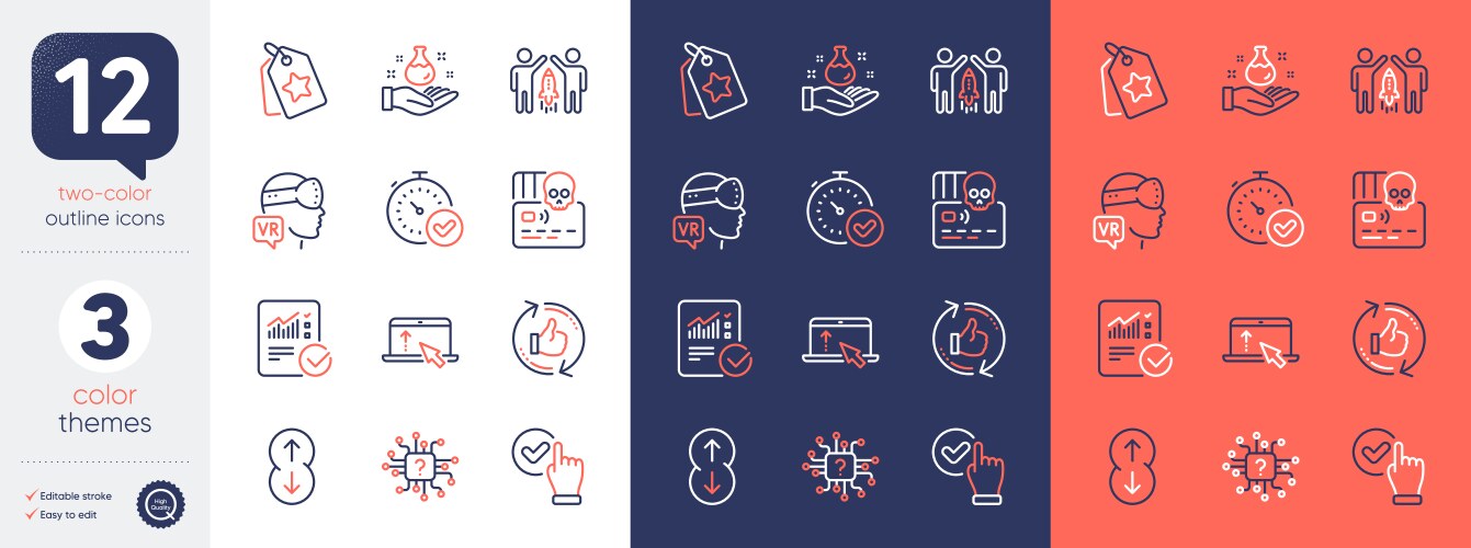 Set of scroll down partnership and checkbox line vector image