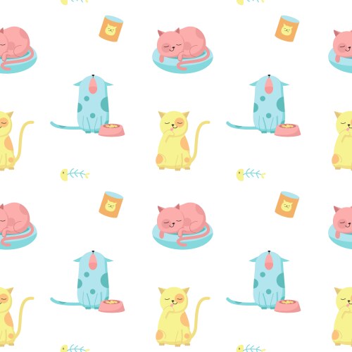 Funny cats seamless pattern Royalty Free Vector Image