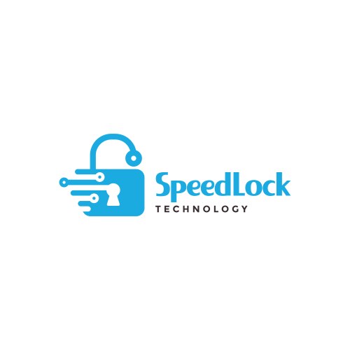 Padlock with speed tech logo symbol icon graphic Vector Image