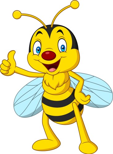 cartoon happy bee giving thumbs up vector image