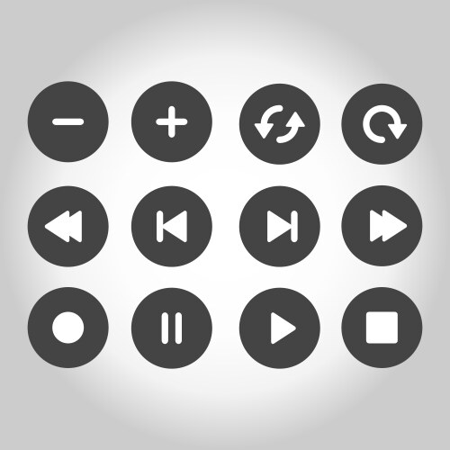 Navigation buttons media player image set vector image