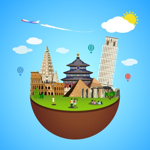 World landmarks flat icon set Royalty Free Vector Image