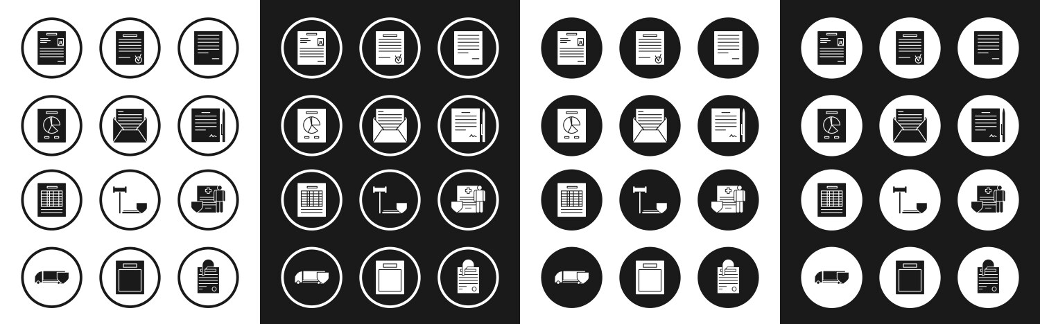Set document mail and e-mail with graph chart vector image