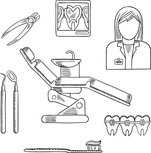 dentist profession icons and symbols vector image