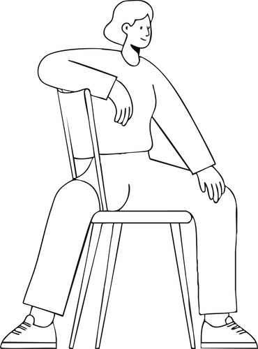 Man Sitting in Chair - Line Art Vector Image