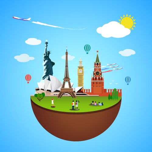 World landmarks flat icon set Royalty Free Vector Image