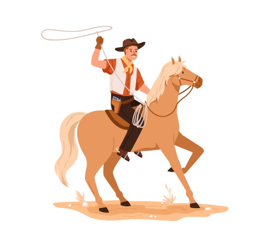 Cowboy Riding Horse - Wild West Vector Image