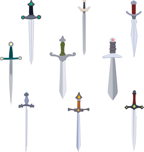 Medieval sword set cartoon Vector Image