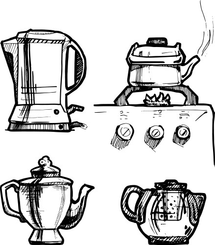 Teapots set Royalty Free Vector Image - VectorStock