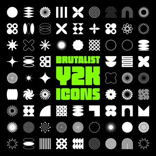 Brutalist geometric shapes symbols simple vector image