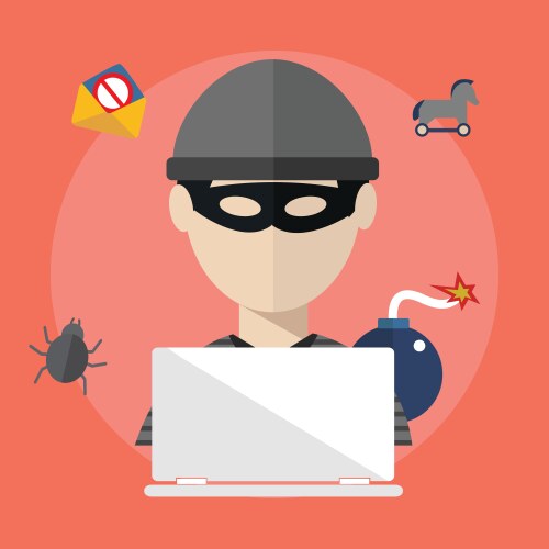 Hacker activity computer and e-mail spam viruses vector image