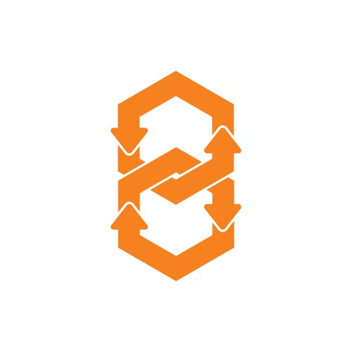 Linked circle hexagonal arrows process symbol vector image