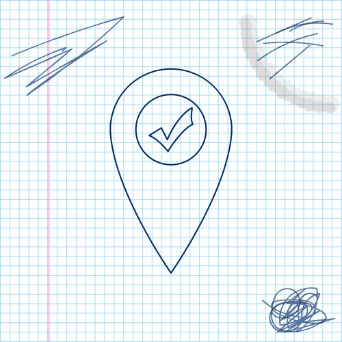 Map pointer with check mark line sketch icon vector image