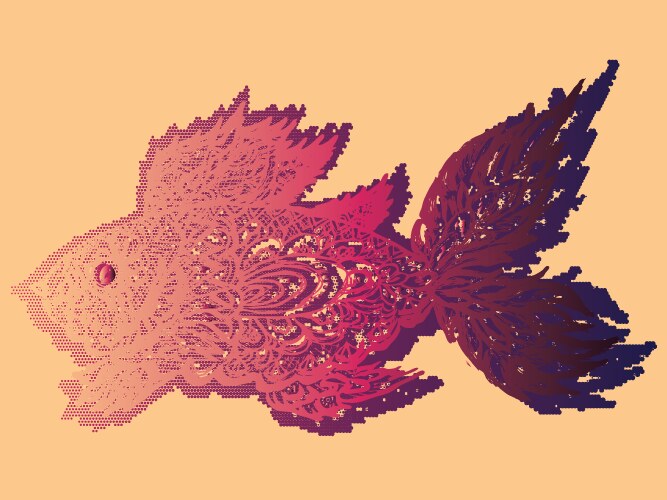 Fish grunge lineart3 vector image