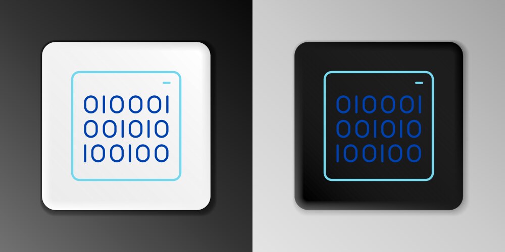 Line binary code icon isolated on grey background vector image