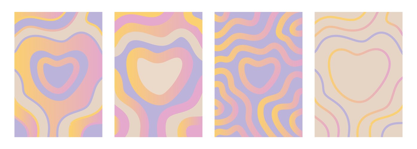 Abstract pastel heart pattern with wavy gradient vector image